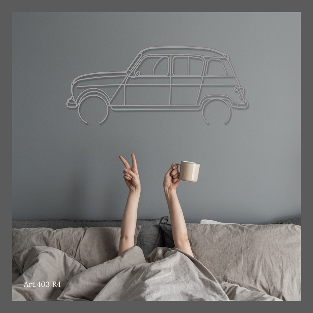 Decor de așezat Art Design pe suport de oțel – silueta Renault R4 - AD-ART403-TA.N.60 - ART.403STEELT60