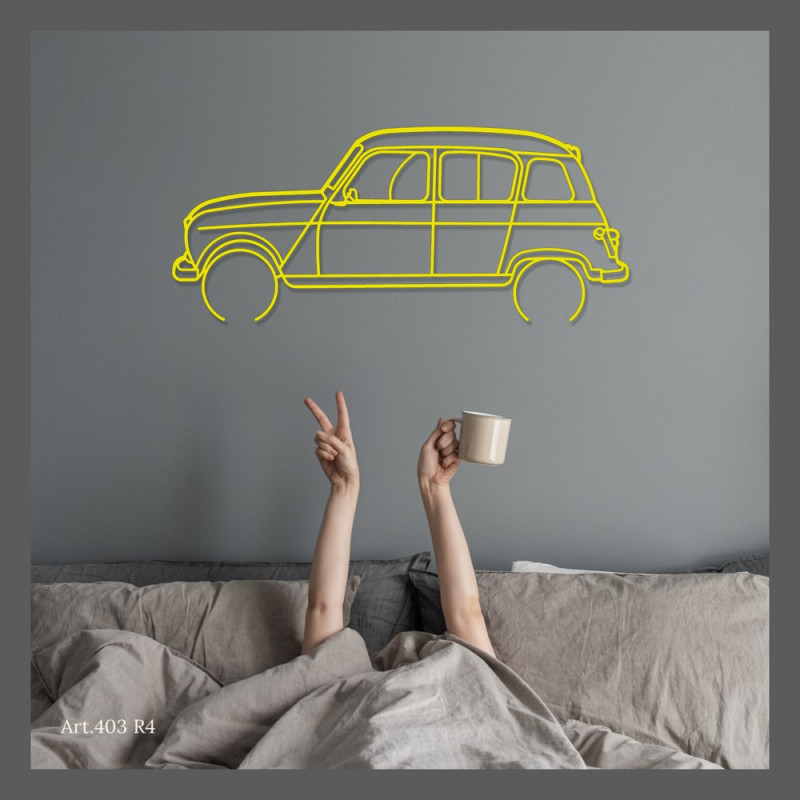 Decor de așezat Art Design pe suport de oțel – silueta Renault R4 - AD-ART403-TA.N.60 - ART.403STEELT60