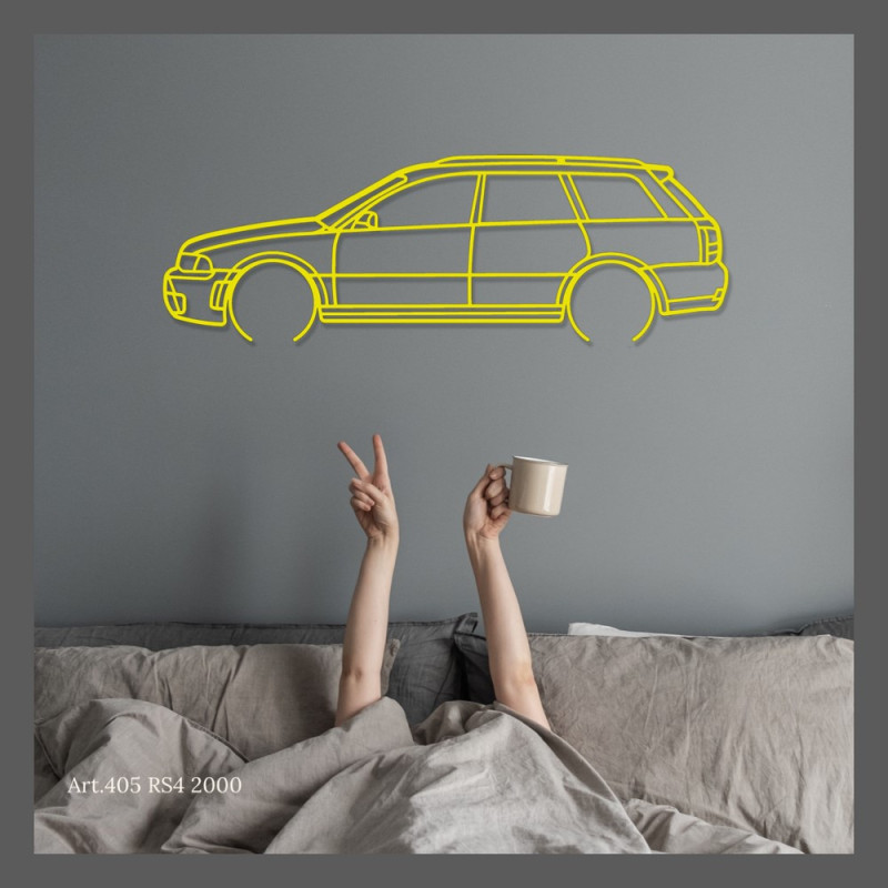 Art Design table decoration with steel stand - silhouette Audi RS4 2000 - AD-ART405-TA.N.60 - ART.405STEELT60