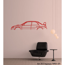 Art Design table decoration with wood base - silhouette Subaru IMPREZA WRX-STI