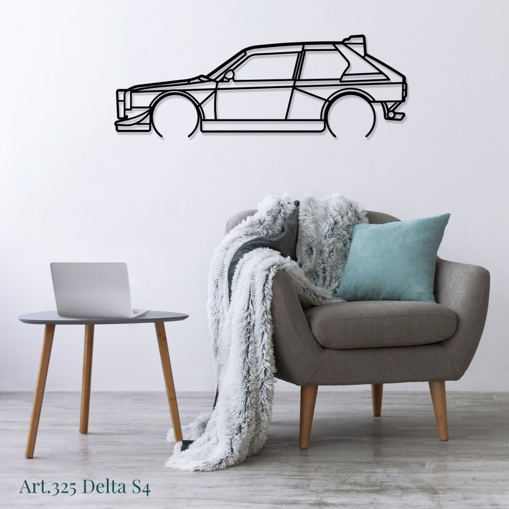 Decor de așezat Art Design pe suport de lemn – siluetă Lancia DELTA S4 - AD-ART325-TB.N.60 - ART.325OAKT60