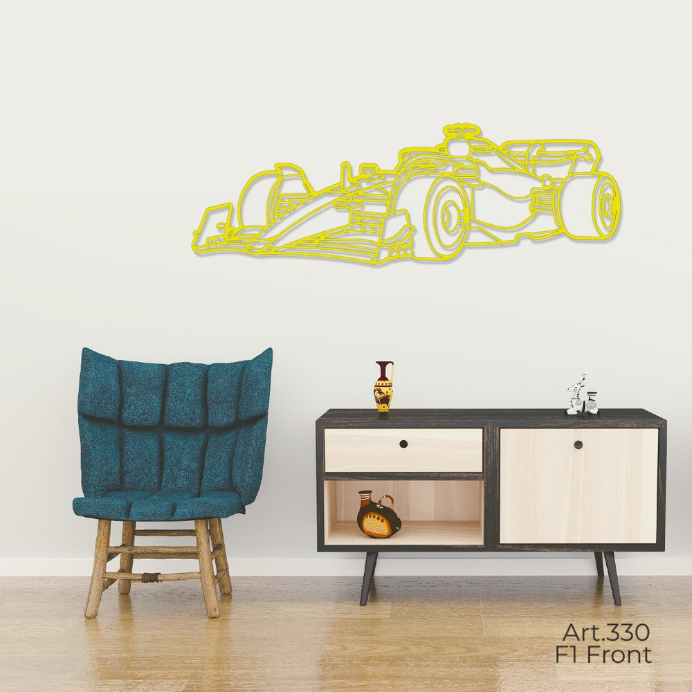 Art Design table decoration with wood base - silhouette  Formule 1 - FRONT - AD-ART330-TB.N.60 - ART.330OAKT60