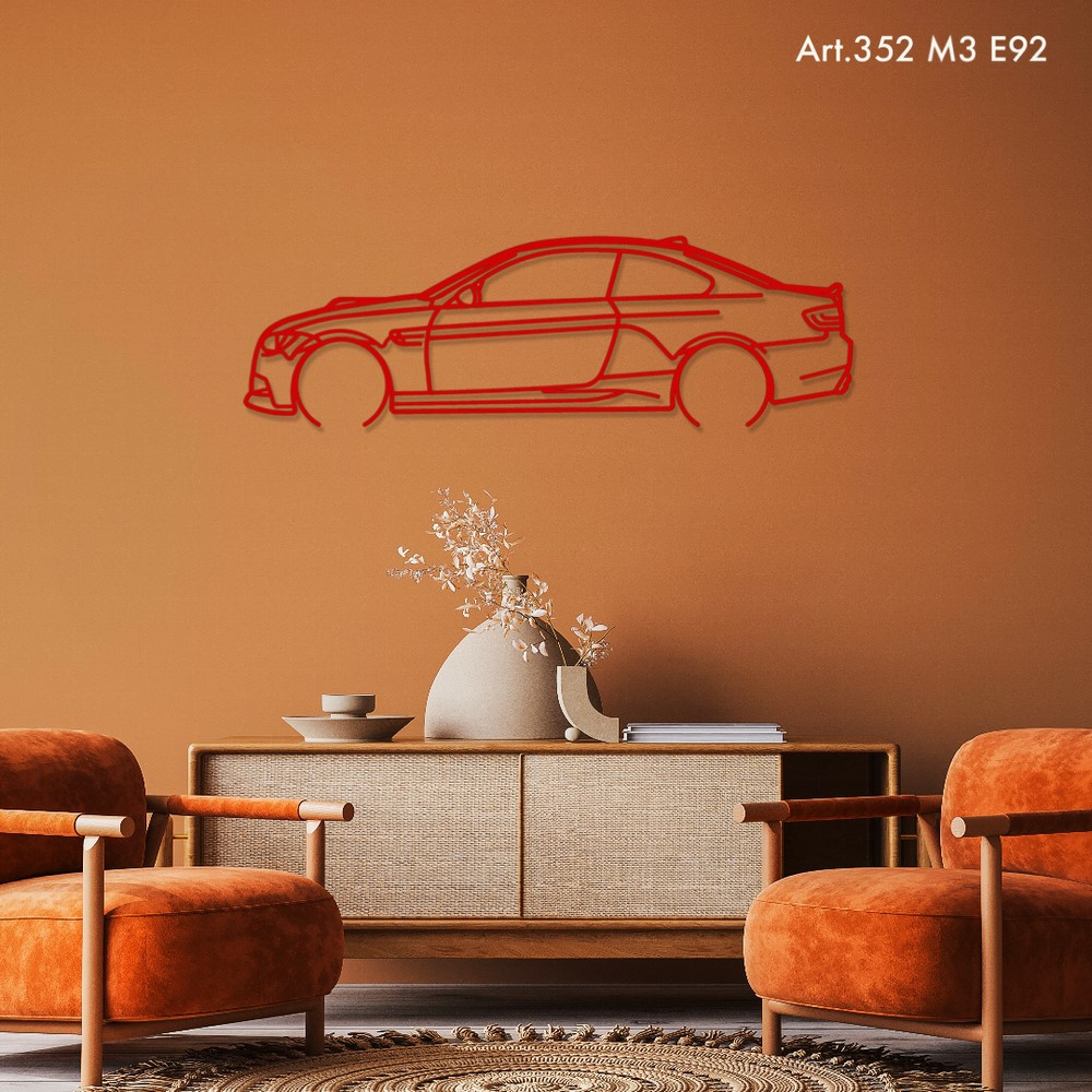 Art Design table decoration with wood base - silhouette BMW M3 E92 - AD-ART352-TB.N.60 - ART.352OAKT60