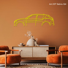 Decorazione da tavolo Art Design con base in legno - silhouette Alfa Romeo STELVIO Q4