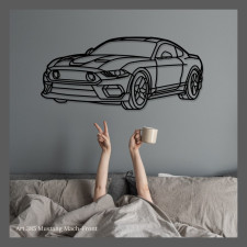 Art Design table decoration with wood base - silhouette Ford MUSTANG MACH 1 - FRONT