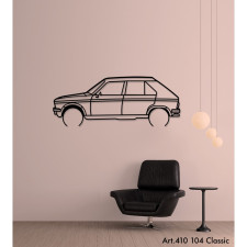 Décoration à poser Art Design support bois - silhouette Peugeot 104 CLASSIC