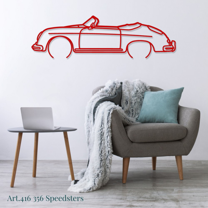 Decor de așezat Art Design pe suport de lemn – siluetă Porsche 356 SPEEDSTERS - AD-ART416-TB.SI.80 - ART.416OAKT80SILVER