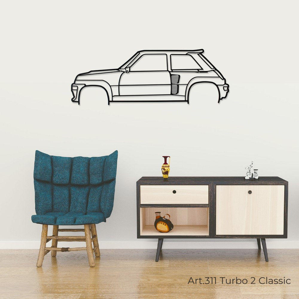Decorazione murale Art Design - silhouette Renault TURBO 2 CLASSIC - AD-ART311-M.N.60 - ART.311WALL60