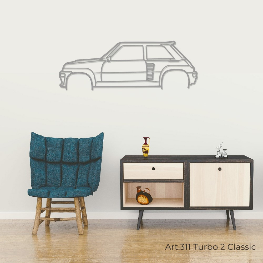 Art Design wanddecoratie - silhouet Renault TURBO 2 CLASSIC - AD-ART311-M.N.60 - ART.311WALL60
