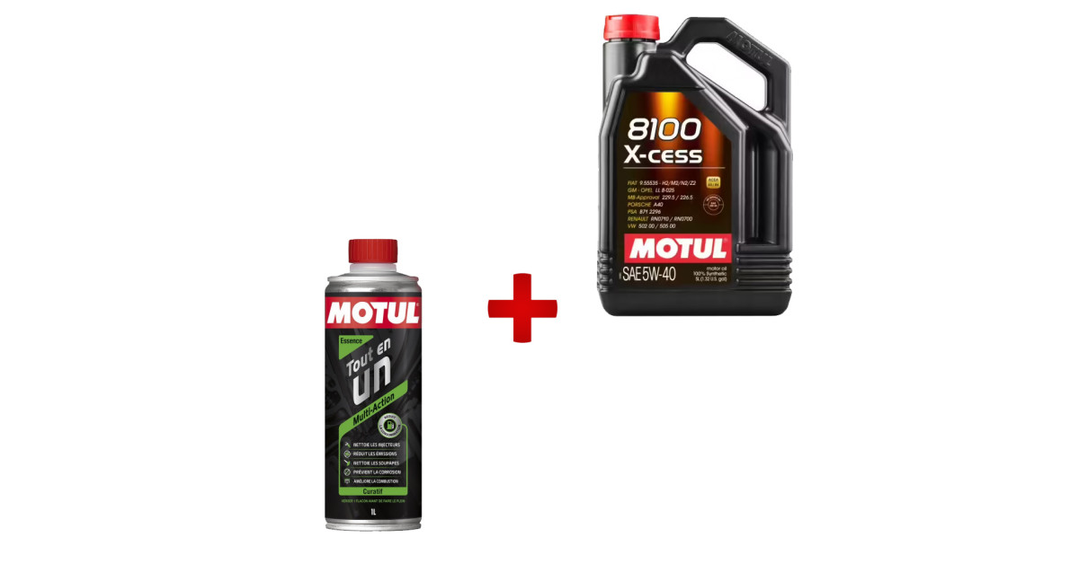 Pack contrôle technique Motul huile 8100 X-cess + décrassant moteur essence offert