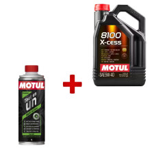 Pack revisione Motul olio 8100 X-cess + detergente per motori a benzina gratuito