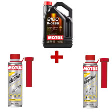 Pack manutenzione Motul olio 8100 X-cess + detergente per iniettori + manutenzione iniettori diesel