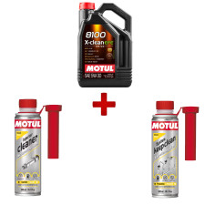 Pack entretien Motul huile 8100 X-clean EFE + nettoyant injecteur + entretien injection diesel