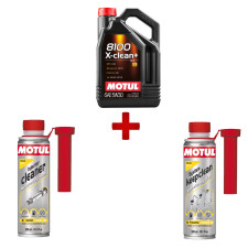 Pack entretien Motul huile 8100 X-clean Plus + nettoyant injecteur + entretien injection diesel