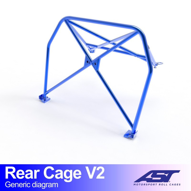 Demi arceau de sécurité arrière AST Trackday/Loisir 4 points pour PEUGEOT 205 (Phase 1/2) 3-portes Hayon - AST-PE205-3P-AR.CST.V1 - CMBN07634