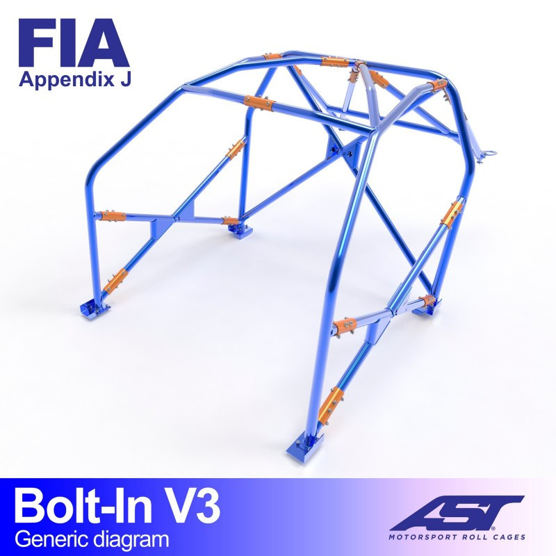 Arc de protecție AST cu prindere prin șuruburi, omologat FIA cu 6 puncte de fixare, pentru HONDA Prelude (generația a 3-a) Coupe - AST-HOPREL3-2P-BOUL.V1 - CMBN05647