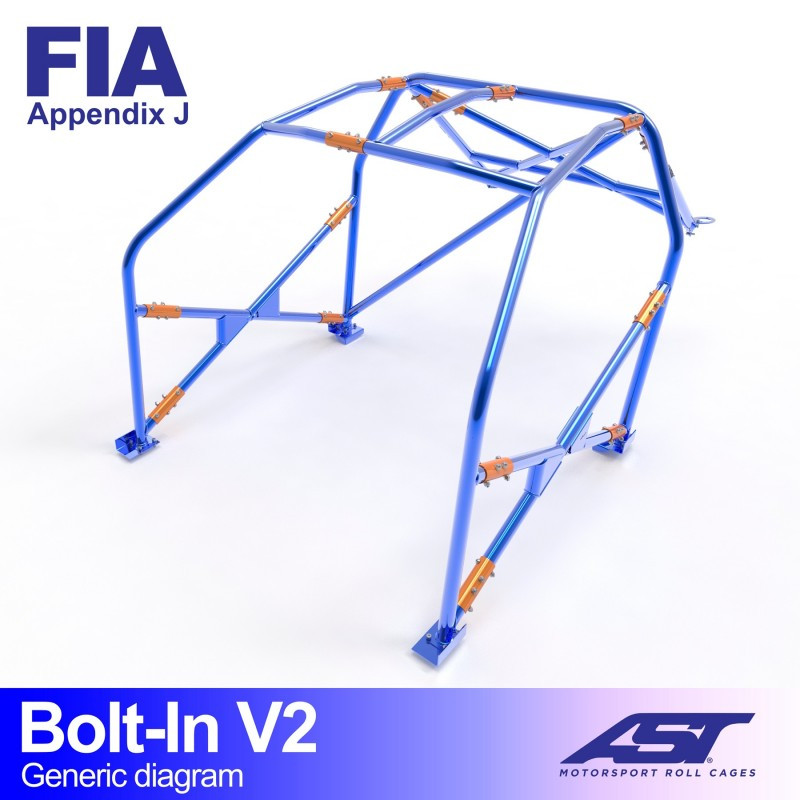 Arceau AST à boulonner FIA 6 points pour MITSUBISHI Lancer EVO VI 4-portes Berline - AST-MIEVO6-4P-BOUL.V1 - CMBN05674
