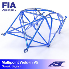 AST Roll bar multipoint a 10 punti di ancoraggio a saldare FIA per AUDI Coupé (B2) 2 porte Coupé Quattro