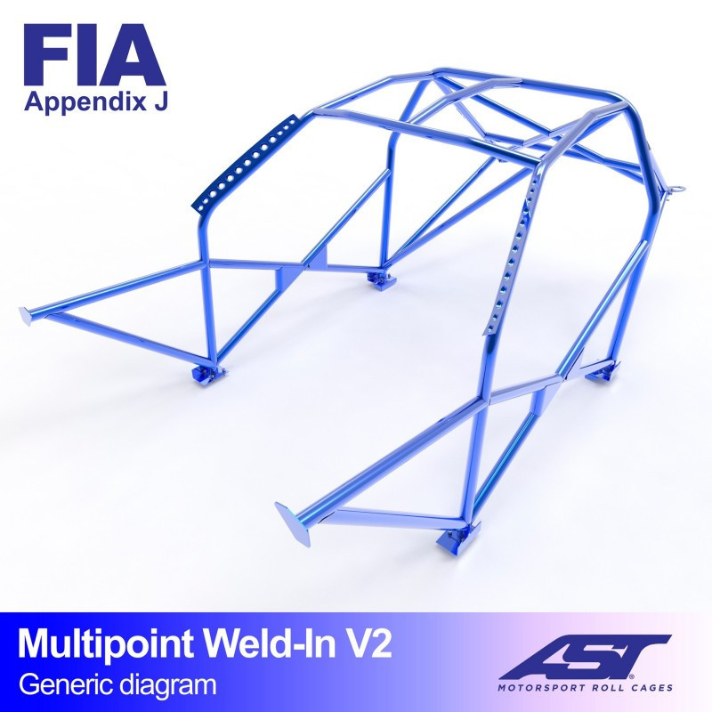 Arc de protecție AST Multipoints de sudat, omologat FIA cu 10 puncte, pentru FIAT 124, sedan cu 4 uși - AST-FI124-4P-MULT.V1 - CMBN03509