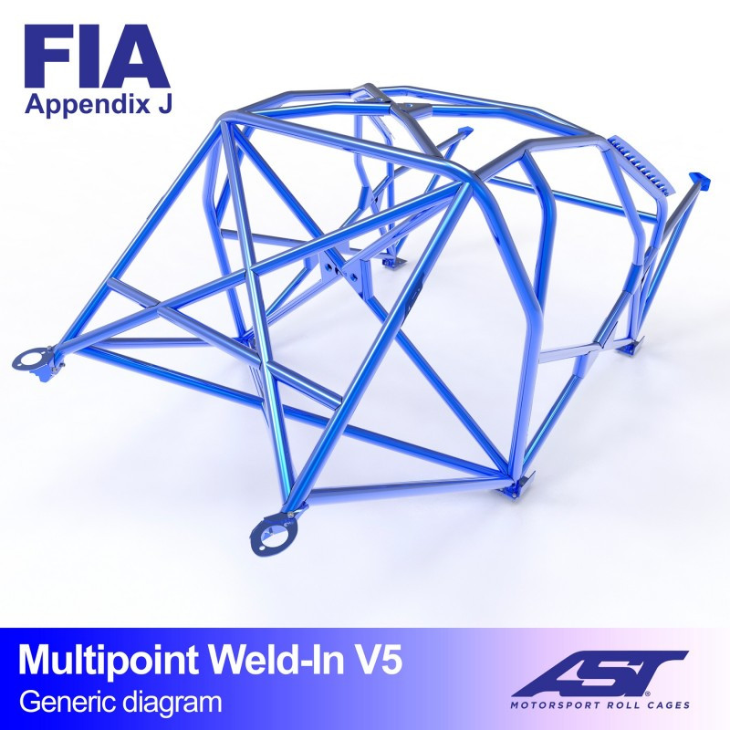 Rolbeugel AST Multipoint FIA vastgelast 10 punten voor FORD Fiesta (Mk2) (FBD) 3-deurs Hatchback - AST-FOFIE2-3P-MULT.V1 - CMBN01004