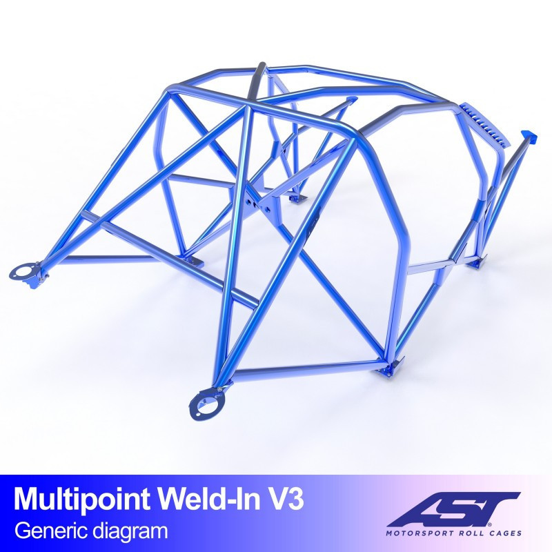 Arc de protecție AST Multipoints de sudat, omologat FIA cu 10 puncte, pentru MAZDA MX-3 (EC) 3 uși Coupe - AST-MAMX3EC-3P-MULT.V3 - CMBN01395
