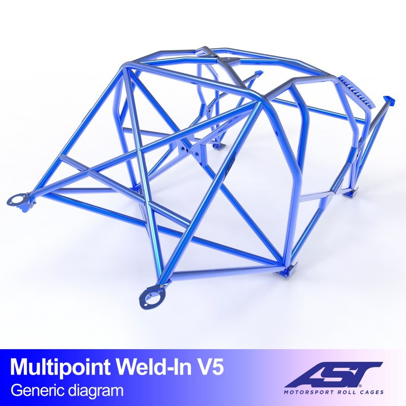 Arc de protecție AST Multipoints de sudat, omologat FIA cu 10 puncte, pentru MINI Clasic cu 2 uși și hayon - AST-MICLASS-2P-MULT.V1 - CMBN01471