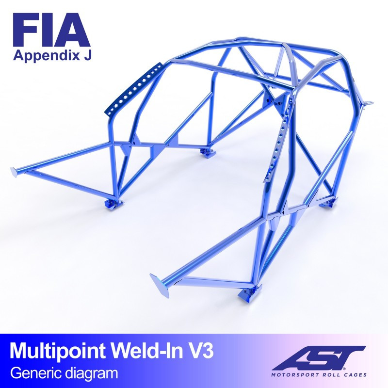 Rolbeugel AST Multipoint FIA vastgelast 10 punten voor SEAT Leon (1P) 5-deurs Hatchback - AST-SELE1P-5P-MULT.V2 - CMBN04912