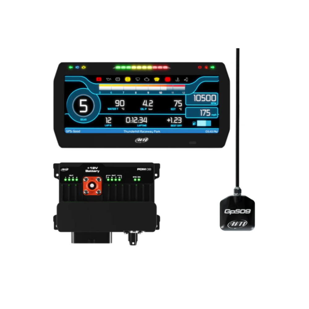 AIM PDM 8 data logger kit with 10" Road display - AIM-PDM8-10P-ROAD.TOP.2 - PDM-8-10-I-CR2 - 5056421106475