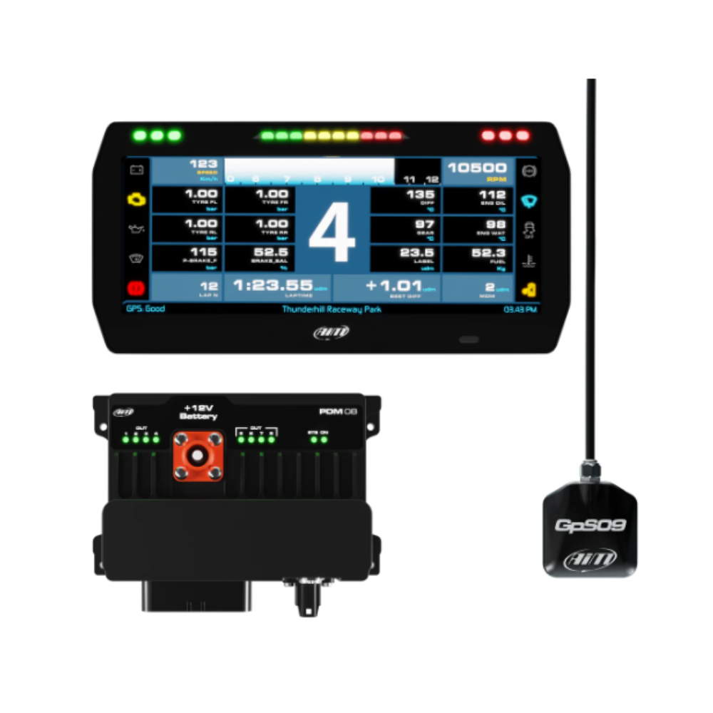 AIM PDM 8 data logger kit with 10" Race display - AIM-PDM8-10P-RACE.TOP.2 - PDM-8-10-CR2 - 5056421100152