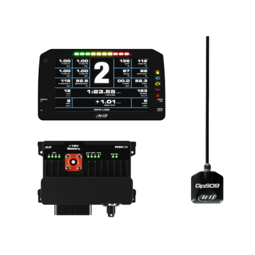 AIM PDM 8 data logger kit with 6" Road display - AIM-PDM8-6P-ROAD.TOP.4 - PDM-8-6-I-CR4 - 5056421106413