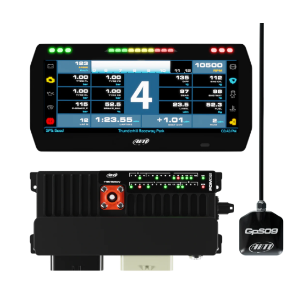 Kit data logger AIM PDM 32 con display Race da 10 pollici - AIM-PDM32-10P-RACE.TOP.2 - PDM-32-10-CR2 - 5056421100275