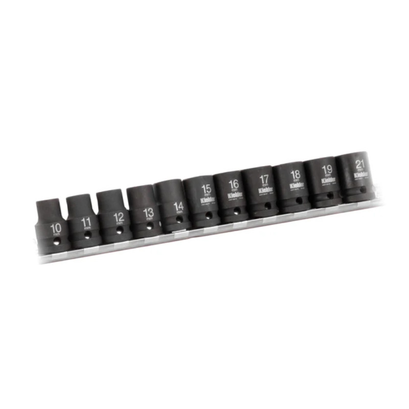 Set van 11 korte1/2 doppen voor slagmoersleutel KIELDER (10 tot 21mm - lg38mm) - KWT-124-05 - KWT-124-05