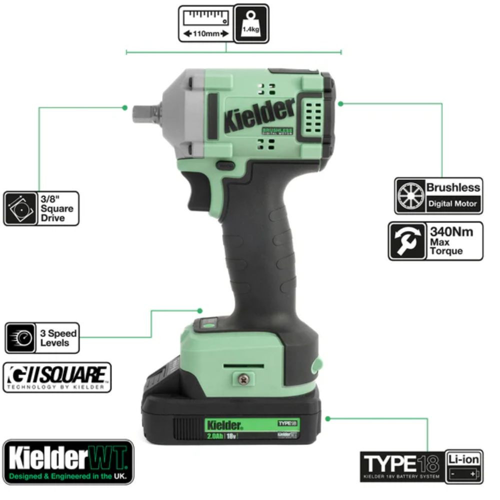 Duo slagmoersleutel KIELDER 1/2 1790Nm en 3/8 340Nm (2x5,0Ah) - KWT-TPK-10EU - KWT-TPK-10EU - 5060441196682