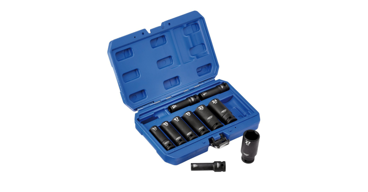 Metric long impact socket set Draper, ½'' (10 pieces).