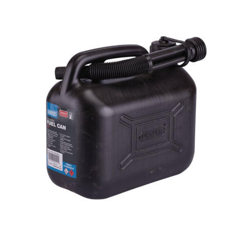 Draper plastic fuel can, 5L, black.