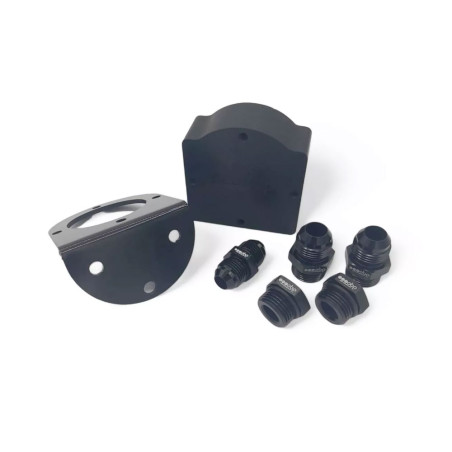 Zwarte adapter voor afstandsfilter OBP (beugel + 3/4-16UNF adapter + 2 Dash10 stekkers + 2 Dash10 adapters)