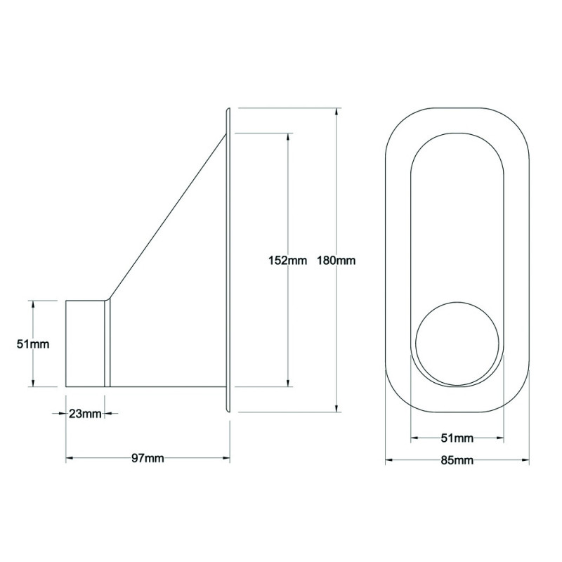 Revotec Rectangular Air Intake Duct 152X51mm Offset Outlet - REN-ID-152-51-OS - ID152-51OS - 3661768291337