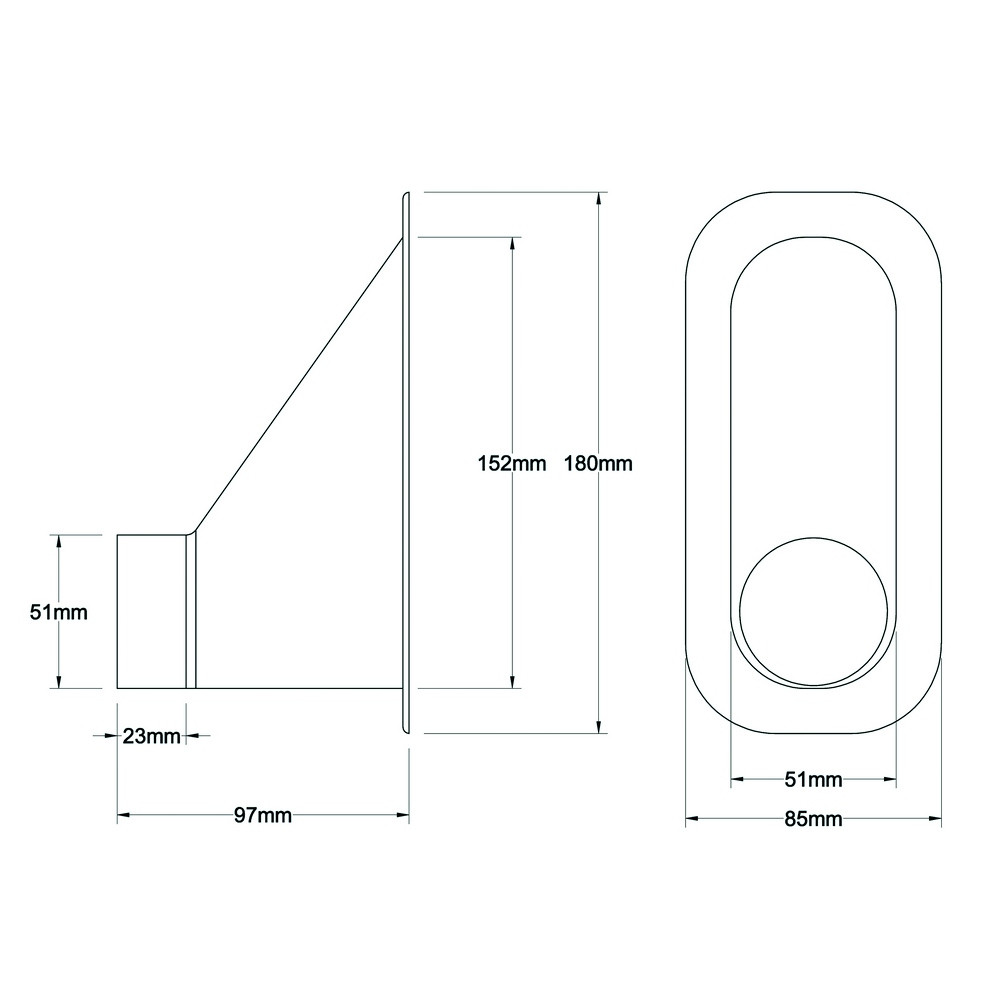 Revotec Rectangular Air Intake Duct 152X51mm Offset Outlet - REN-ID-152-51-OS - ID152-51OS - 3661768291337