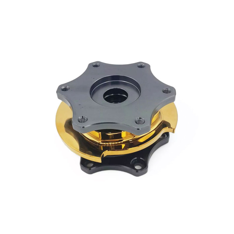 Ronde stuurnaaf OBP snelspanner grijs/geel - OBP-QRSW-2 - OBP-QRSW-2 - 3666618517636