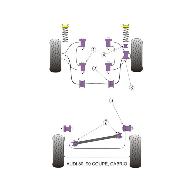 Silentbloc Powerflex pentru bară antiruliu și brațe de suspensie Audi 80 / 90 (2 bucăți) - PF-F03106-215-2 - PFF3-106-21.5 - 5055676500649