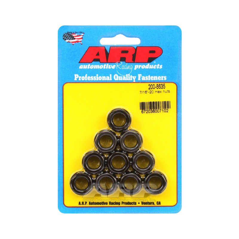 ARP Nuts Pack (10) 7/16-20 - Black Oxyde Hex - ARP-200-8635 - 200-8635 - 3666618221984