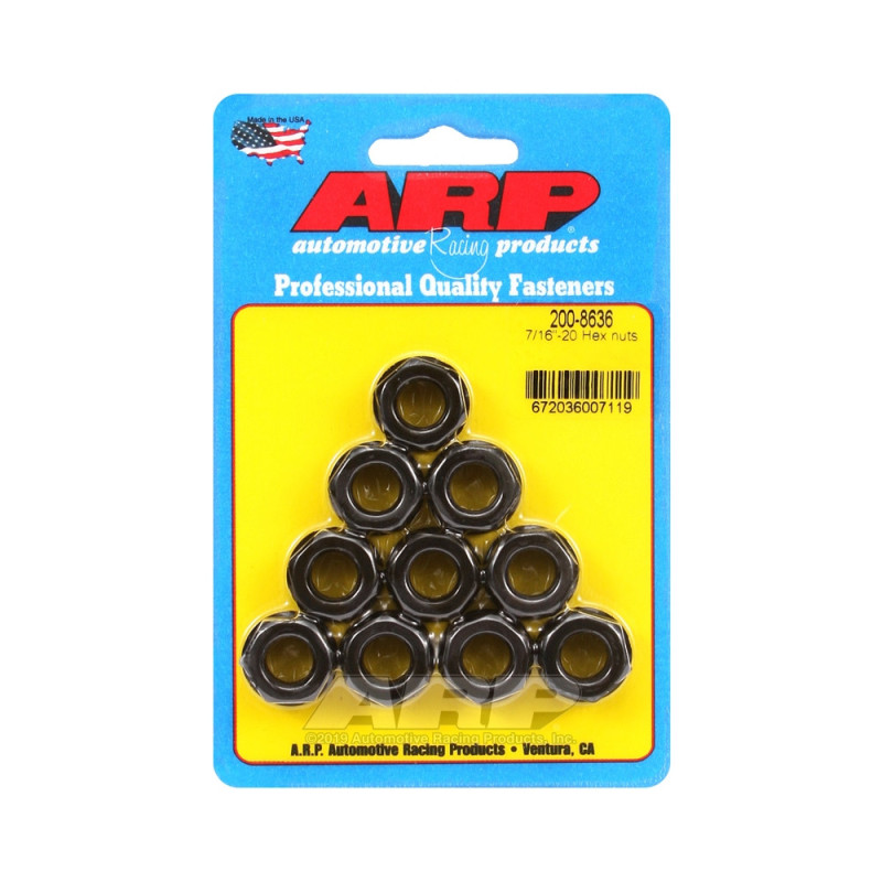 ARP Nuts Pack (10) 7/16-20 - Black Oxyde Hex - ARP-200-8636 - 200-8636 - 3666618221991