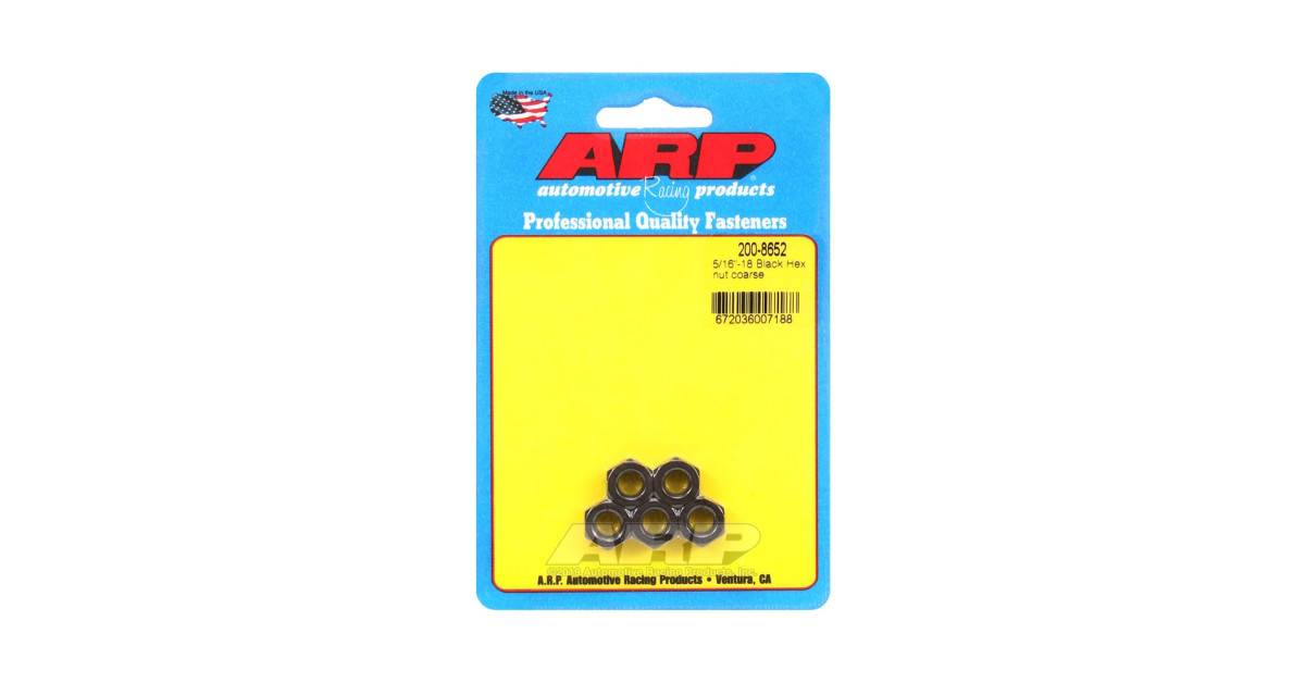 Pack écrous ARP (5) 5/16-18 - Black Oxyde Hex