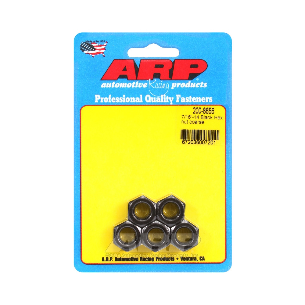 ARP nut pack (5) 7/16-14 - Black Oxyde Hex - ARP-200-8656 - 200-8656 - 3666618222158