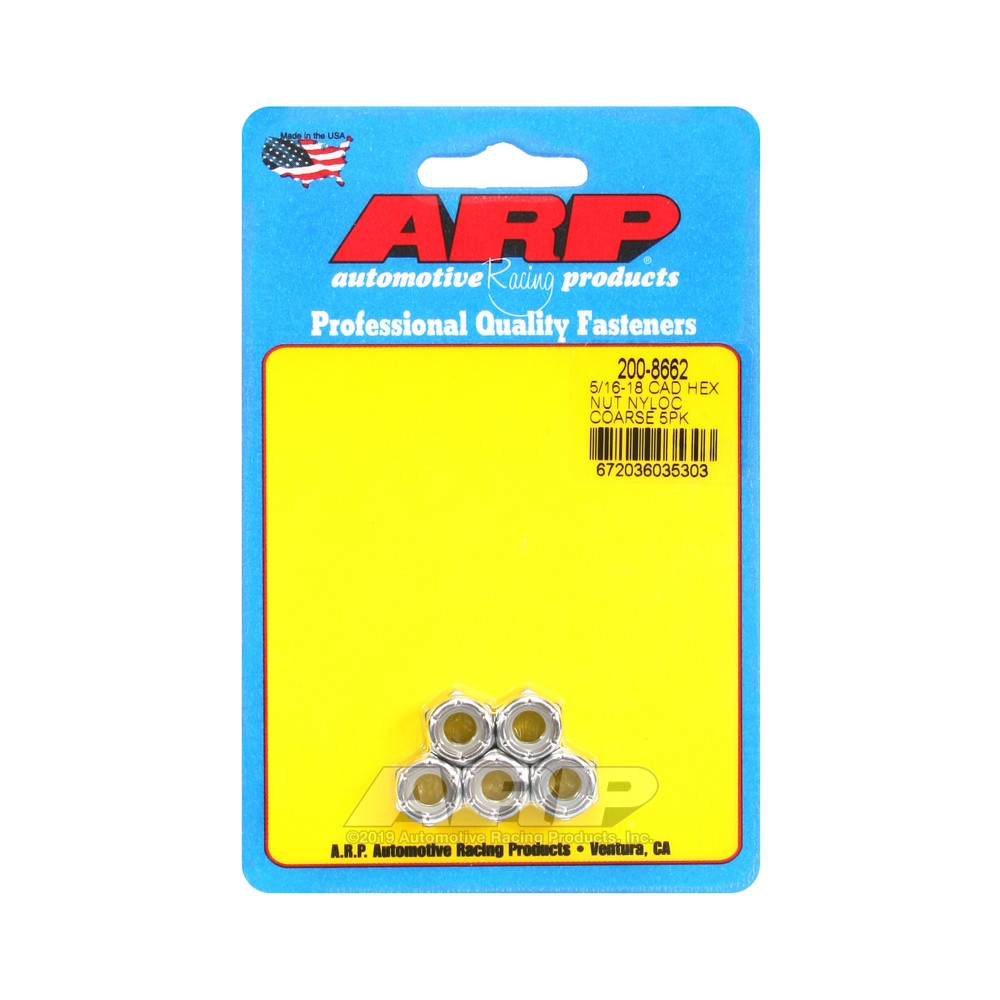 Set moeren ARP (5) 5/16-18 - Cad Palted Nyloc Hex - ARP-200-8662 - 200-8662 - 3666618222202