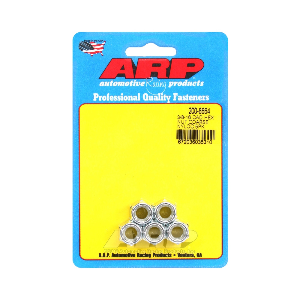 ARP nut pack (5) 3/8-16 - Cad Palted Nyloc Hex - ARP-200-8664 - 200-8664 - 3666618222226