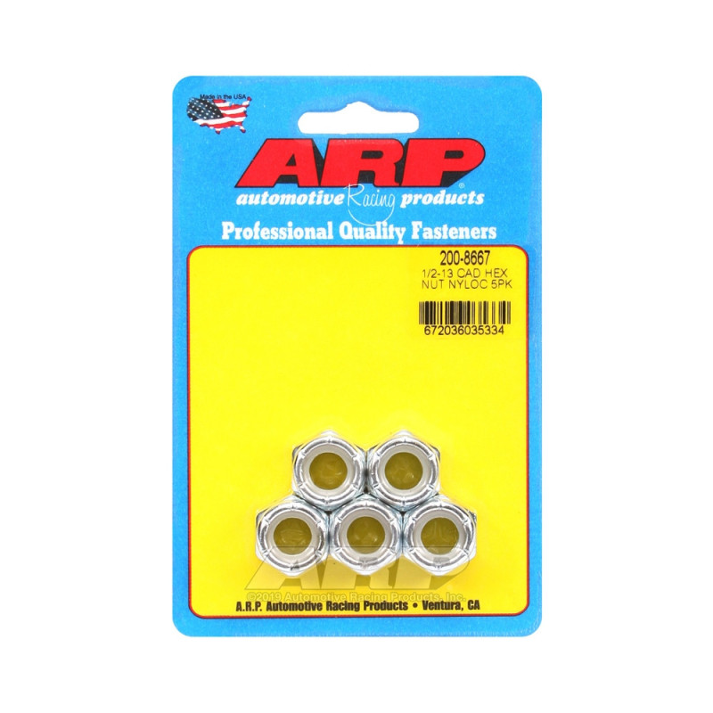 Pack of ARP nuts (5) 1/2-13 - Cad Palted Nyloc Hex - ARP-200-8667 - 200-8667 - 3666618222257