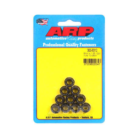 Pack écrous ARP (10) M8 x 1.25 - Black Oxyde 12 pts