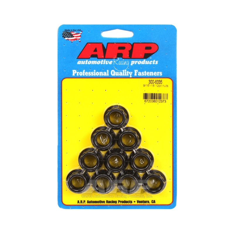 Pack ARP nuts (10) 9/16-18 - Black Oxyde 12 pts - ARP-300-8335 - 300-8335 - 3666618223520