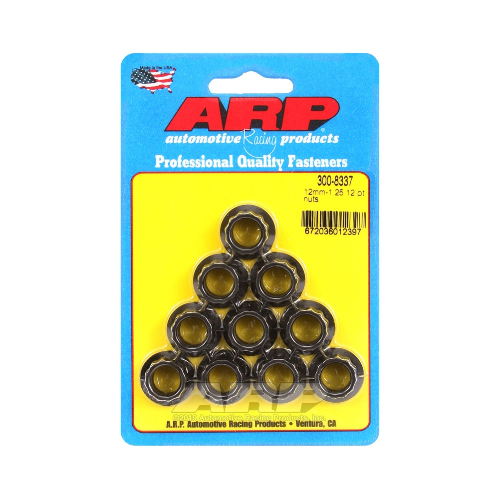 Set moeren ARP (10) M12 x 1,25 - Zwart Oxyde 12 pts - ARP-300-8337 - 300-8337 - 3666618150680